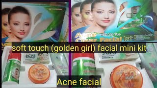 How to use soft touch (golden girl) Acne clear facial kit"review price use #Azrasparlour screenshot 2