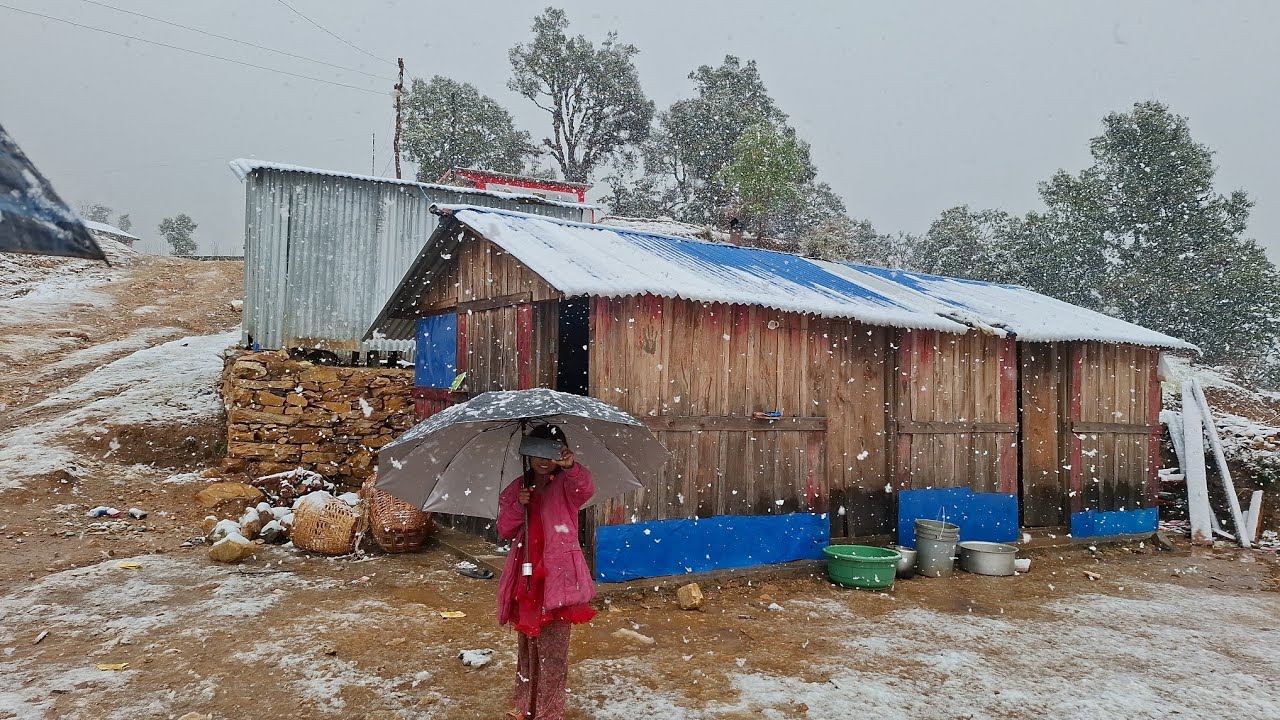 Best Life in The Nepali Mountain Village During the Snow | How People Live in Nepal With Snow Time |