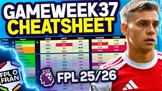 FPL GW37 CHEATSHEET | 🌍 7K | Fantasy Premier League 25/26
