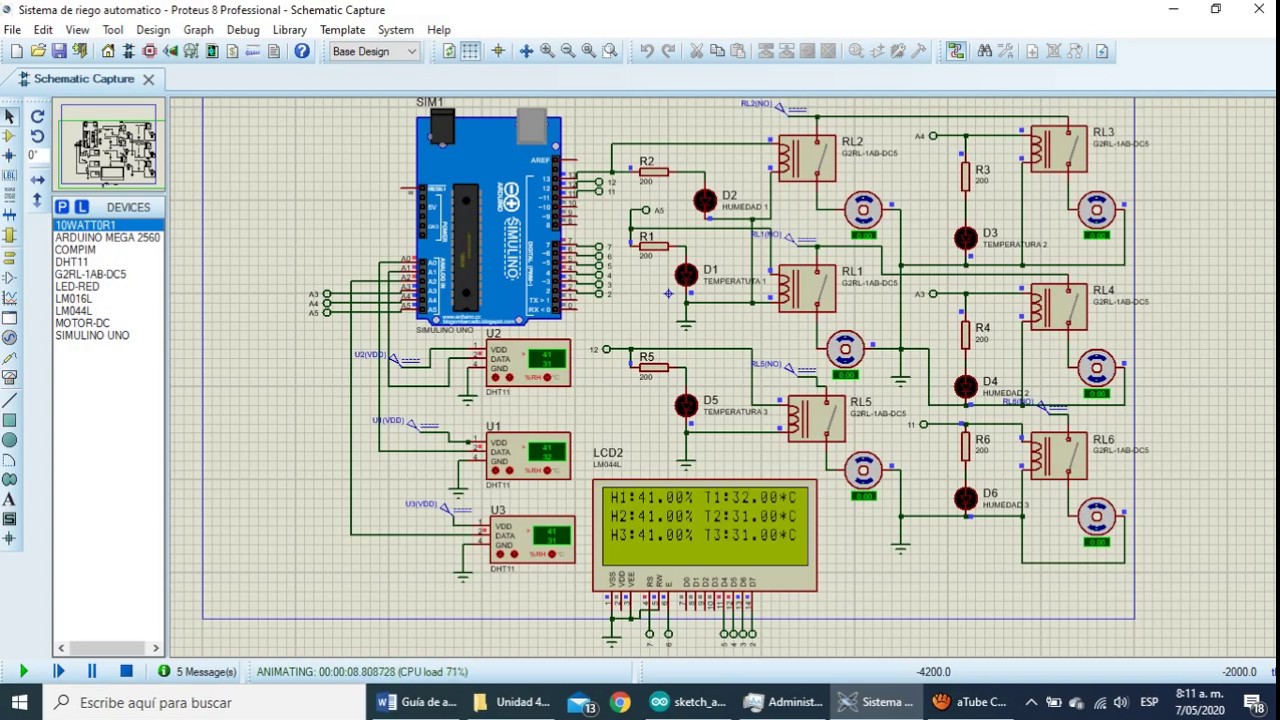 Sistema Automático de Riego con proteus - YouTube