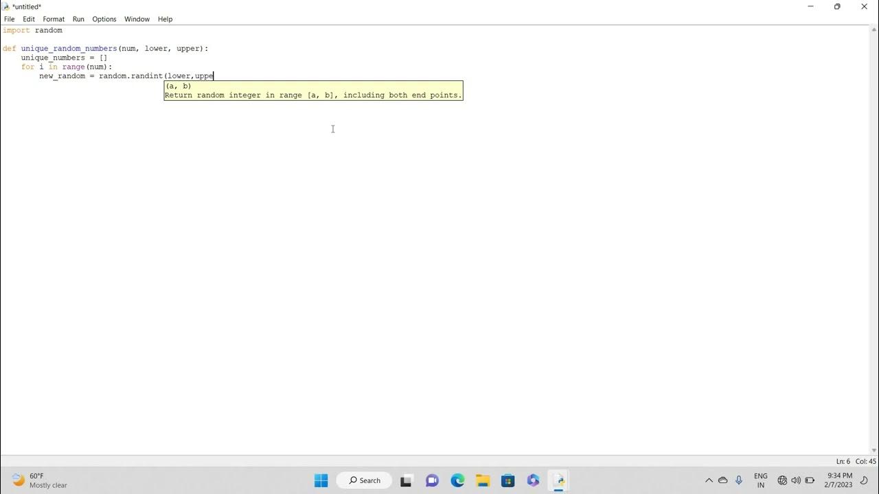 Program in python to generate and print a list of random unique numbers