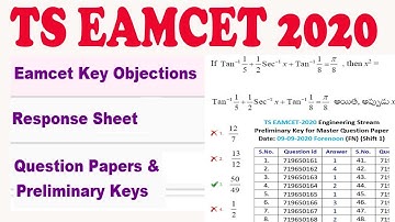 TS EAMCET 2020 Question Papers & Preliminary Keys