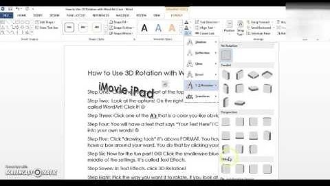 3D rotation in Word 2013