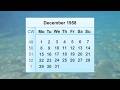 December 1958 Calendar