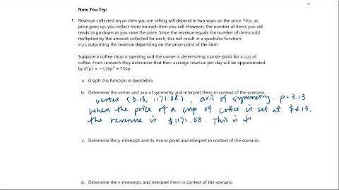 4a.2: Applications of Quadratic Functions Now You Try