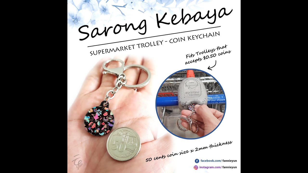 Batik Kebaya Print Supermarket Trolley-Coin Keychain Tag - Cabin Crew Singapore Airlines