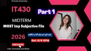 IT430 Midterm Subjective Preparation 2026 | IT 430  Midterm Paper 2026 | Part 1 #IT430 #vu 