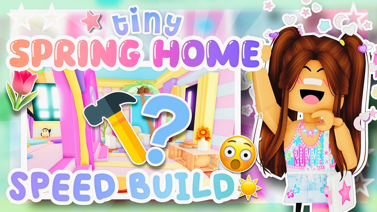 TINY HOME SPEED BUILD 🏠 || preppy spring house🌷 #adoptme #roblox #preppy #adoptmehouse #trends #fyp
