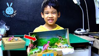 How to reuse Waste shoe boxes idea for Dinosaur Diorama School project  Nova Craft