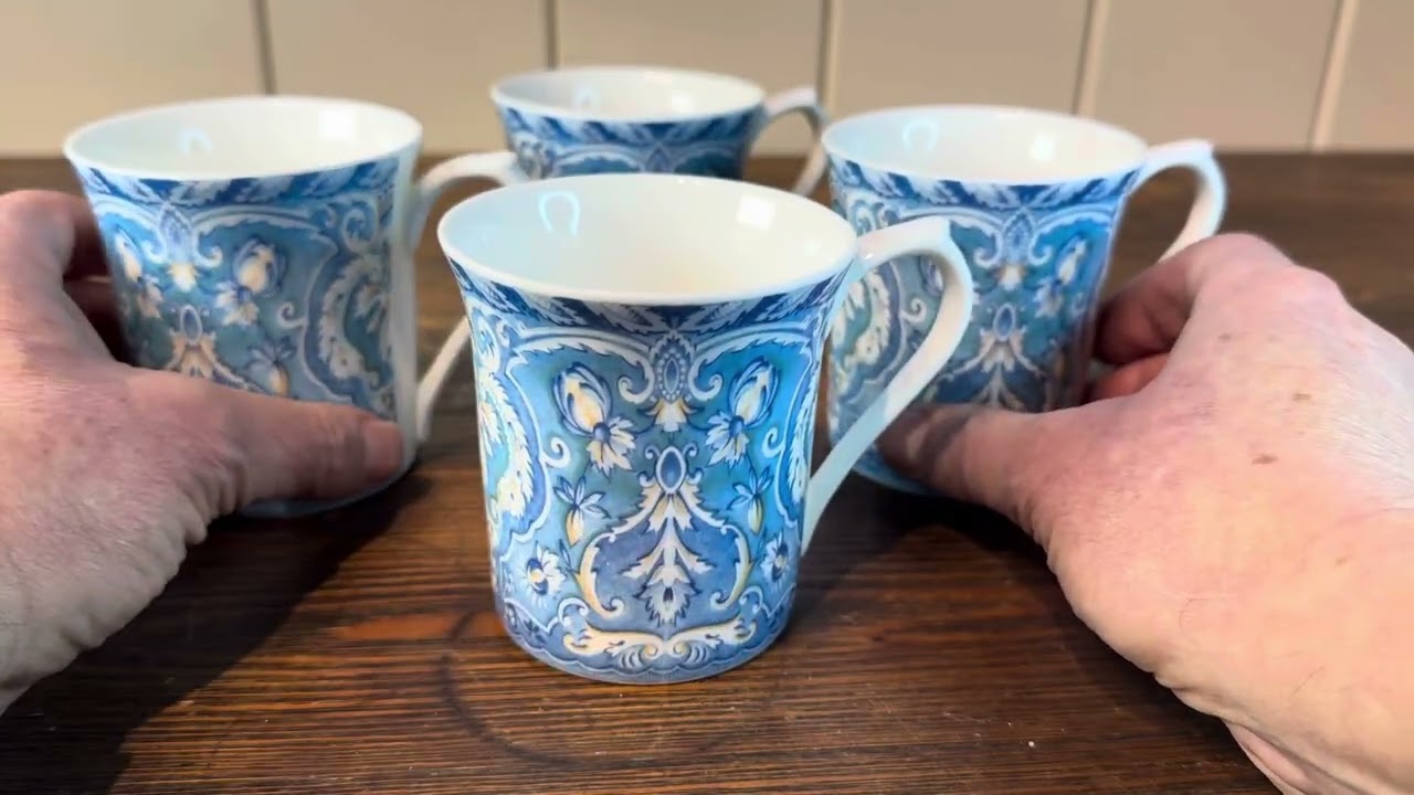 Queen's Fine Bone China Blue Damask Mug – Vintage Farmhouse Antiques