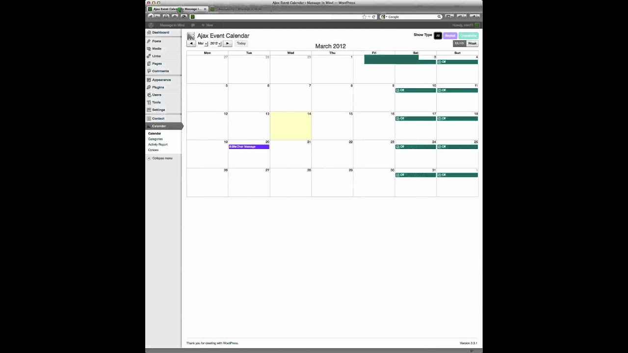 Using The Wordpress Ajax Event Calendar Youtube