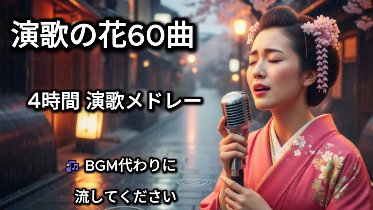 【演歌の花60曲】4時間ロングメドレー｜雨音に沁みる名演歌・男心を癒す珠玉の選曲