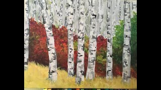 Learn to Paint- Birch Trees-16x20 Acrylic Paints Birch Tree 102