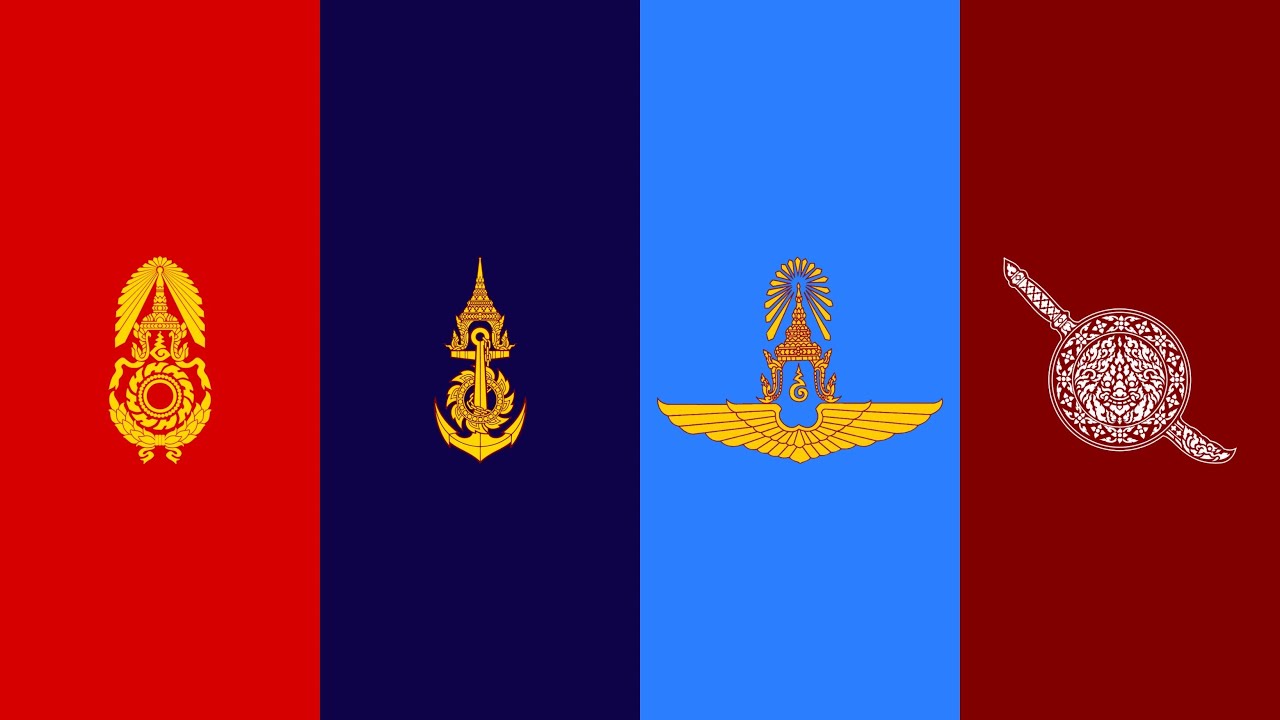 เพลงมาร์ชประจำทั้ง 4 เหล่าทัพ : มาร์ชกองทัพบก มาร์ชราชนาวี มาร์ชกองทัพอากาศ มาร์ชพิทักษ์สันติราษฎร์