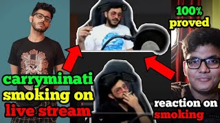 Carryminati smoking on stream cigarette exposed dank rishu reaction
smoking...