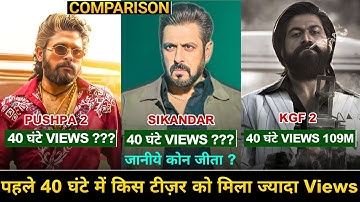 Sikandar vs Pushpa 2 vs KGF 2 First 40 Hours Teaser Views| Sikandar Teaser| Salman Khan| Allu Arjun