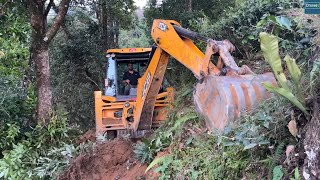 Tearing Hill Making New Hilltop Narrow Road with JCB Backhoe