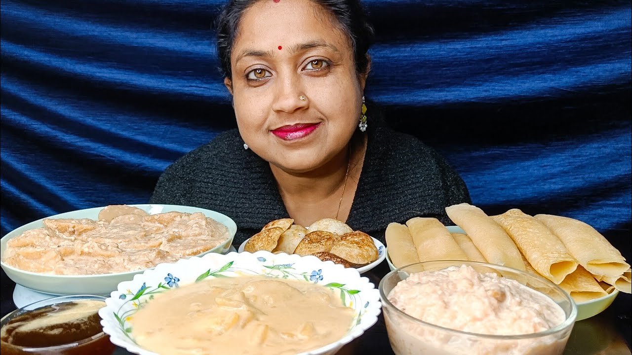 Eating Show II Many Types of Pithe, Payesh, Pithe Puli, Pati Sapta😍🤤 ...