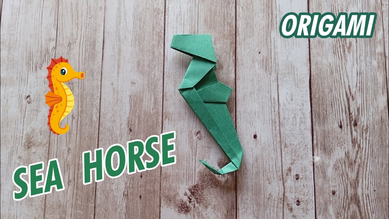 CUTE PAPER ORIGAMI SEA HORSE TUTORIAL|HOW TO MAKE A SEA HORSE|STEP BY STEP FOLDING|SEA ANIMAL CRAFT 