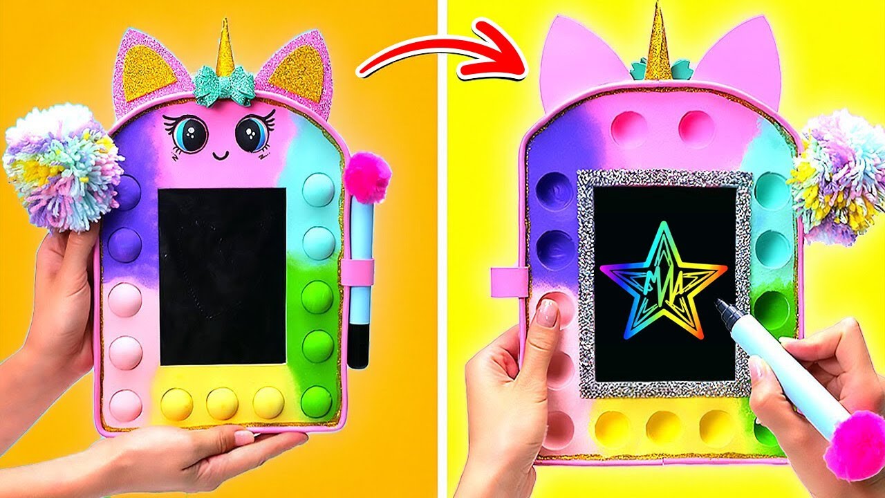 🦄 Волшебная Картина. Единорога!Рисуем. с Блестящим Поп-Ит & КрутыеDIY-Трюки 🎨