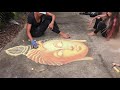 Buddha   sidewalk chalk art time lapse  trish michael fine art