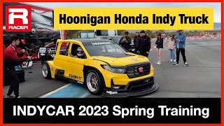 IndyCar Racer Simon Pagenaud Drives and Spins the Hoonigan Honda Indy Twin-Turbo V6 Truck