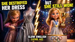 She Destroyed Her Dress… But She Still Won! | Slow English for Beginners (Level A2)