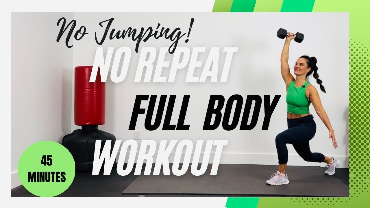 45 Min FULL BODY DUMBBELL WORKOUT AT HOME, NO REPEAT, NO JUMPING / DC ...