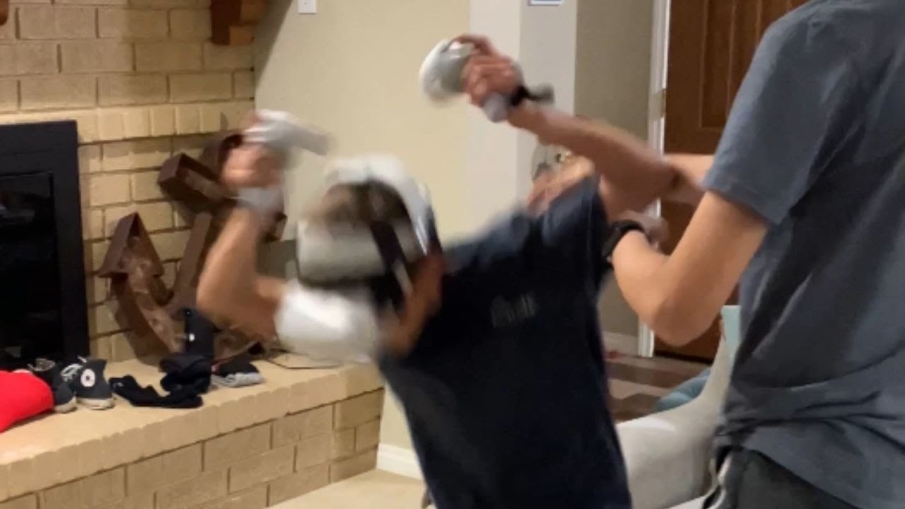 Boy TOTALLY IMMERSED in VR gameplay gets scared by prankish brother || WooGlobe