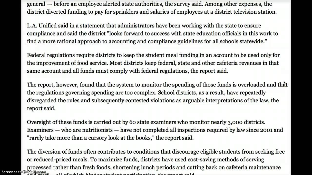 Diversion Of District Funds To >> California School Districts Steal Million In Kids Lunch Money Diversion Of District Funds To >> California School Districts Steal Million In Kids Lunch Money