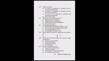 #HSBTE Diploma 3rd Semester Computer Engineering Sample paper of Programming in C