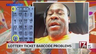 Lottery ticket barcode problems