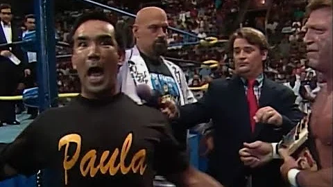 Paul Orndorff gets interrupted by Ricky Steamboat,...