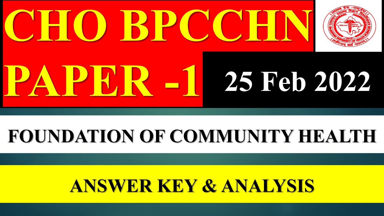 BPCCHN Paper Answer key 2022 | BPCCHN Paper solution | RUHS BPCCHN Paper Answer Key | RUHS CHO paper