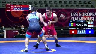 A.DELEANU (MDA) - SILAGAVA (GEO) * 55kg Ql. GR European Championship U23 2021.05.17 Skopje (MKD)