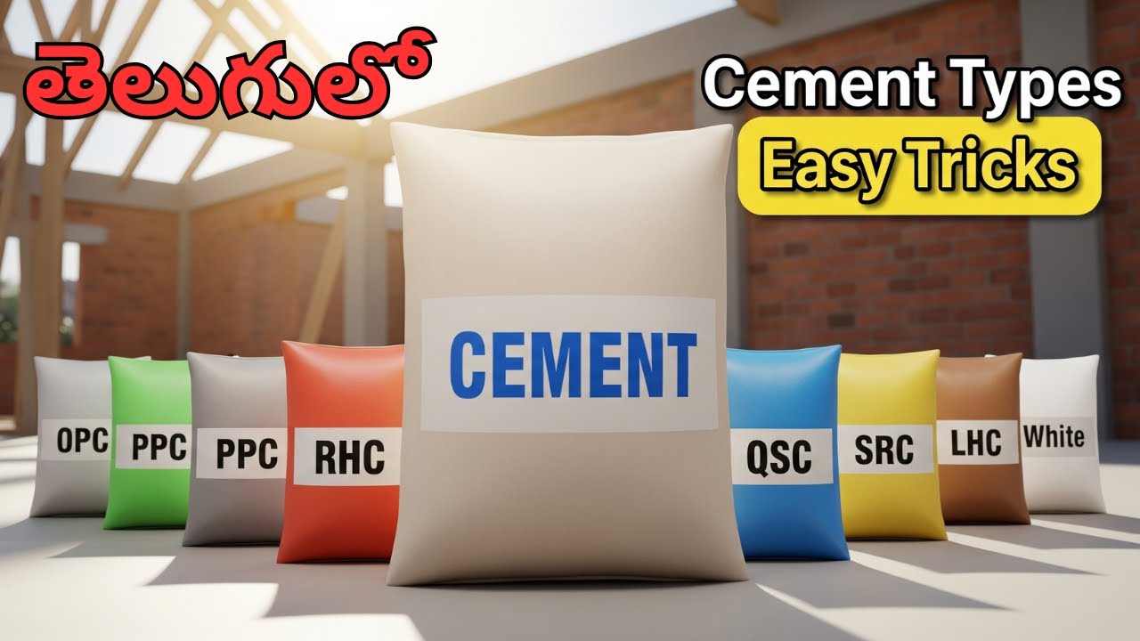 Cement Types Explained in Telugu - సిమెంట్ రకాల వివరాలు