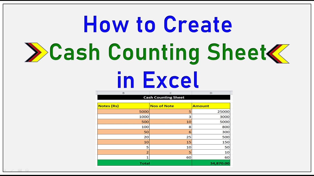 How to create an excel sheet for cash counting Cash counting sheet