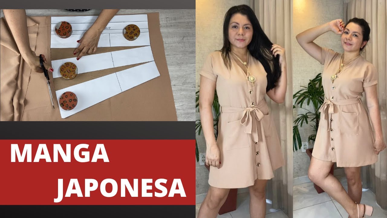 Como fazer um vestido manga japonesa com botões - Corte e costura | Gisele Maués