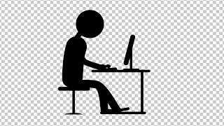 Free 2D Animated Office Worker - Stickman Typing on Computer