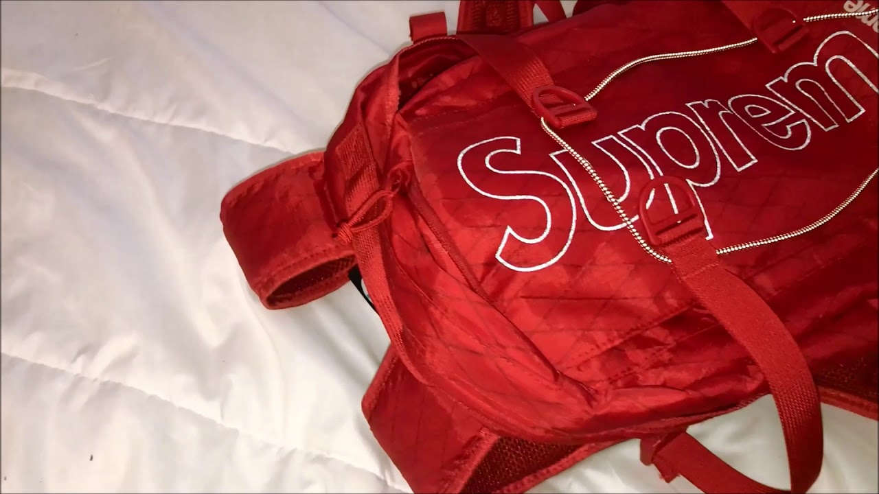 Supreme FW18 Back pack (Red) Overvew & On Person