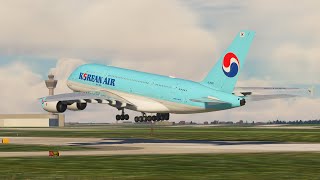 Cinematic Landing Boeing 747 Touches Down At Chicago Ohare Airport