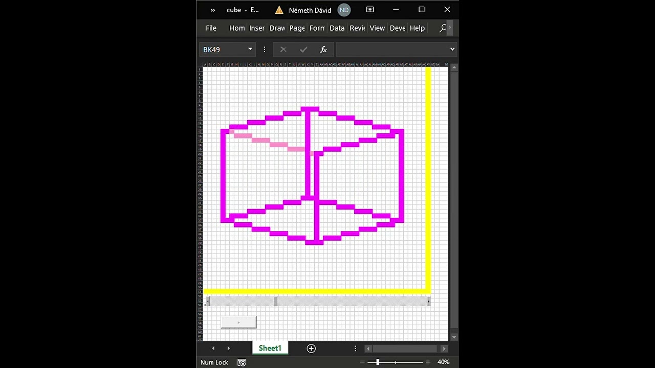 3d spinning cube wireframe in excel