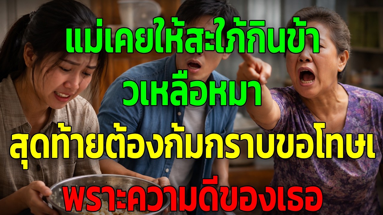 แม่เคยให้สะใภ้กินข้าวเหลือหมา สุดท้ายต้องก้มกราบขอโทษเพราะความดีของเธอ