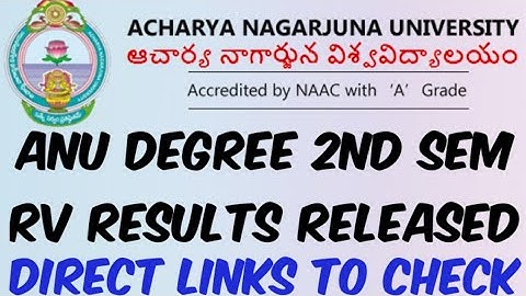 ANU Degree 2nd Sem RV Results 2021 Released//ANU Degree Results Latest Update