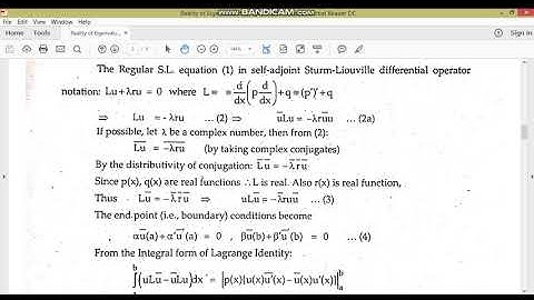 Reality of Eigenvalue of SL System//MM-I//M.Adnan Anwar