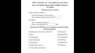 IELTS actual listening test with answers |  Part 3 Welcome to City Archives