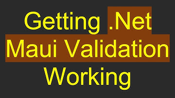 Getting .Net Maui Validation Working