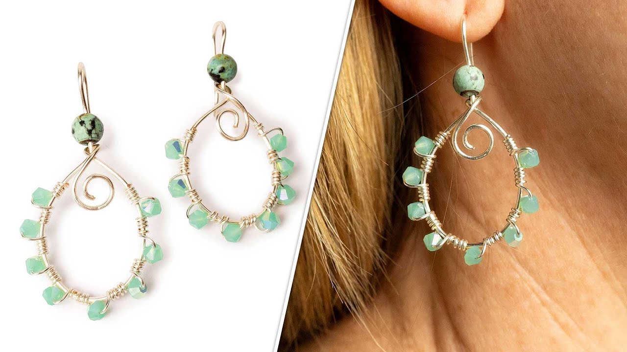 Wire Hoop Earrings - DIY Jewelry Making Tutorial by PotomacBeads - YouTube