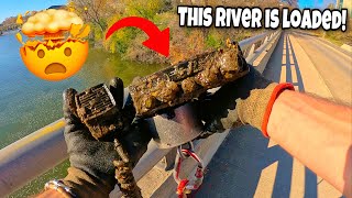 I Tossed My Giant Magnet in a River Absolutely STACKED With Money! (Magnet Fishing)