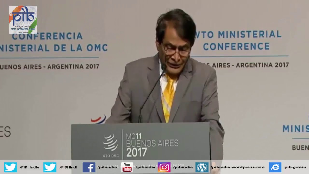 Union Minister Suresh Prabhu speaks at 11th WTO Ministerial Conference, in Argentina